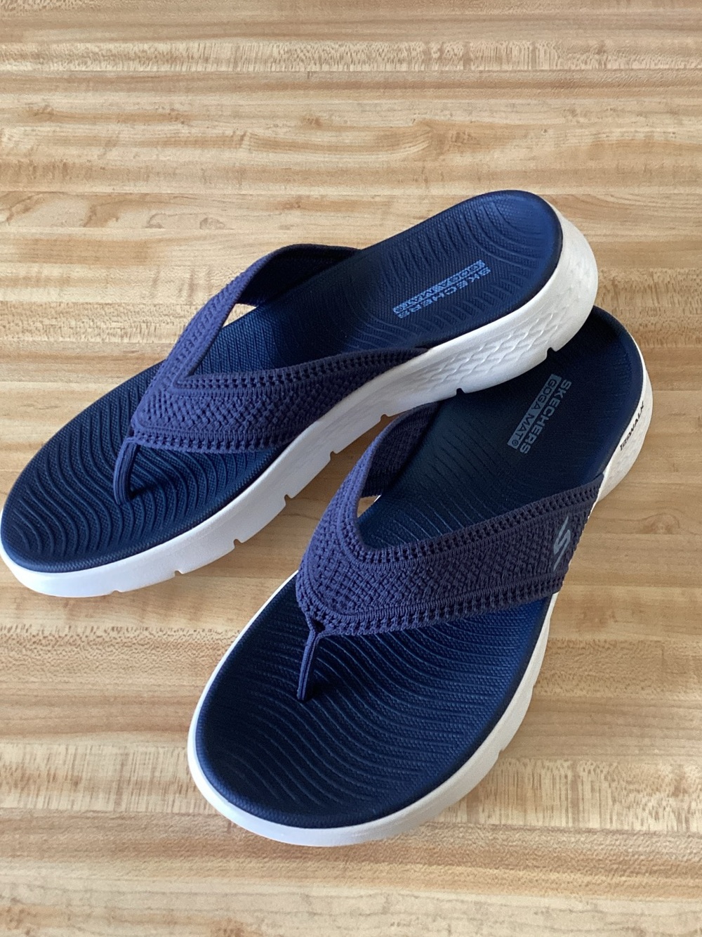 Skechers Dark Blue Crochet Strap Flip Flop Sandals